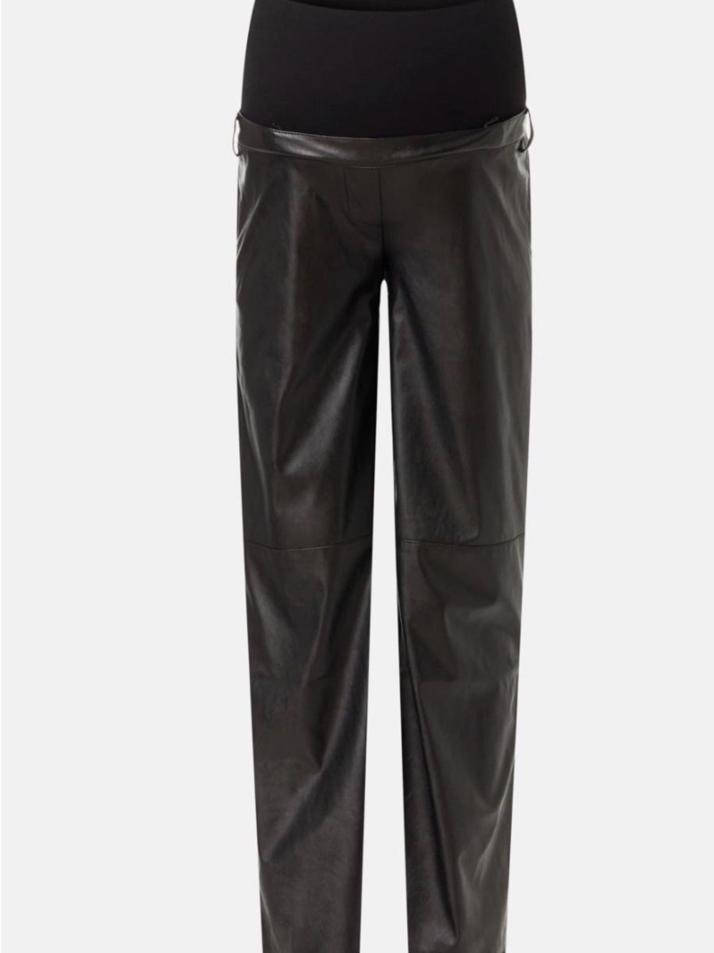 Pietro Brunelli Black Faux Leather Wide Leg Maternity Pants